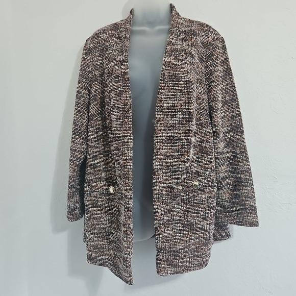 Messini Jackets & Blazers - Womens Messini Sz 1X Pink Tweed Blazer Jacket Barbiecore Office Preppy Corp